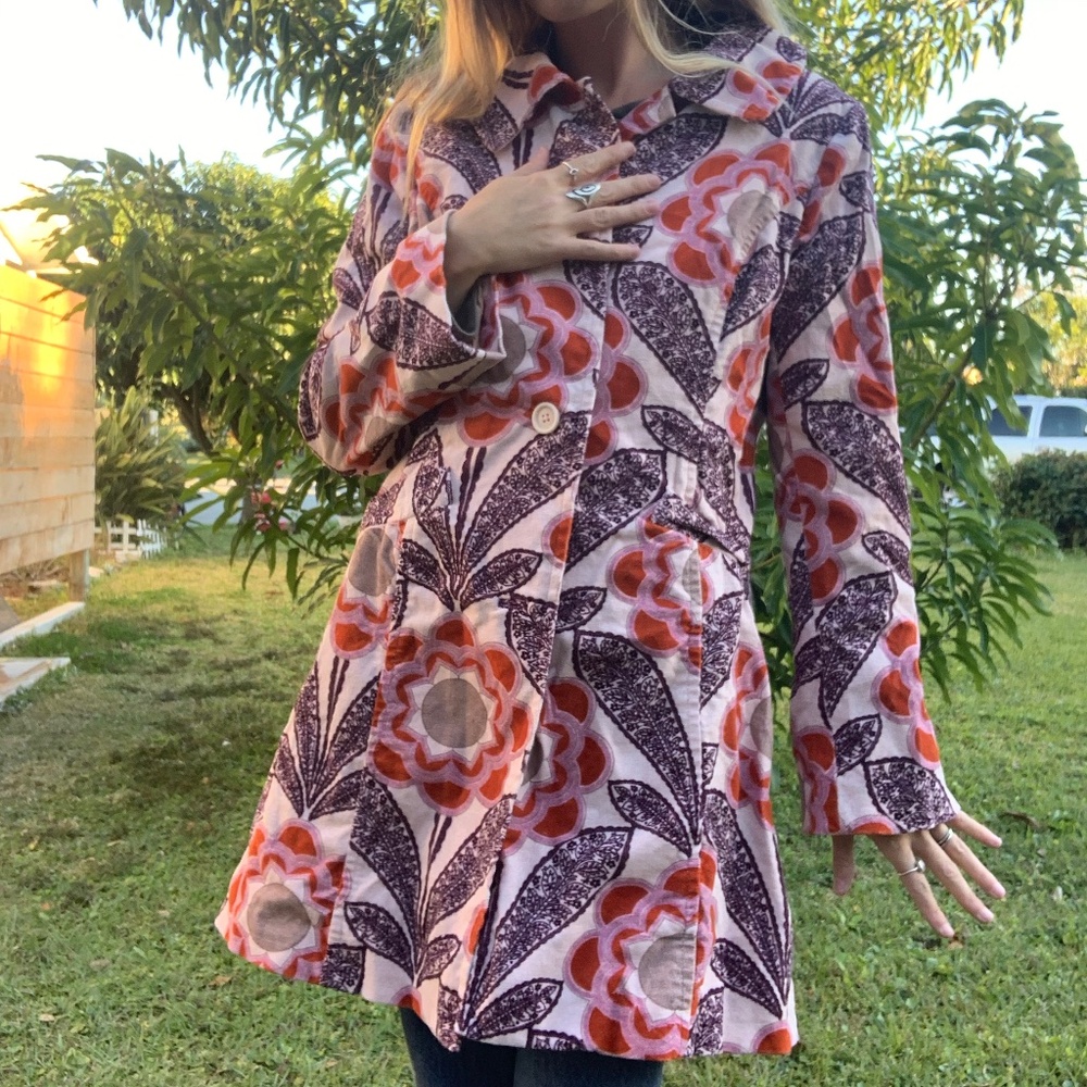 Anthropologie Fei Jacket Corduroy Retro Floral